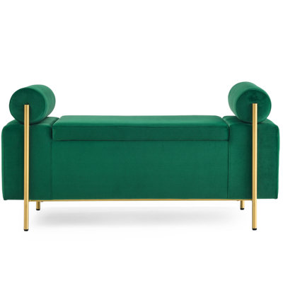 Velvet Living Room Bench With Iron Legs And Classic Style Charm Elegant Upholstered Legs, For Bedroom