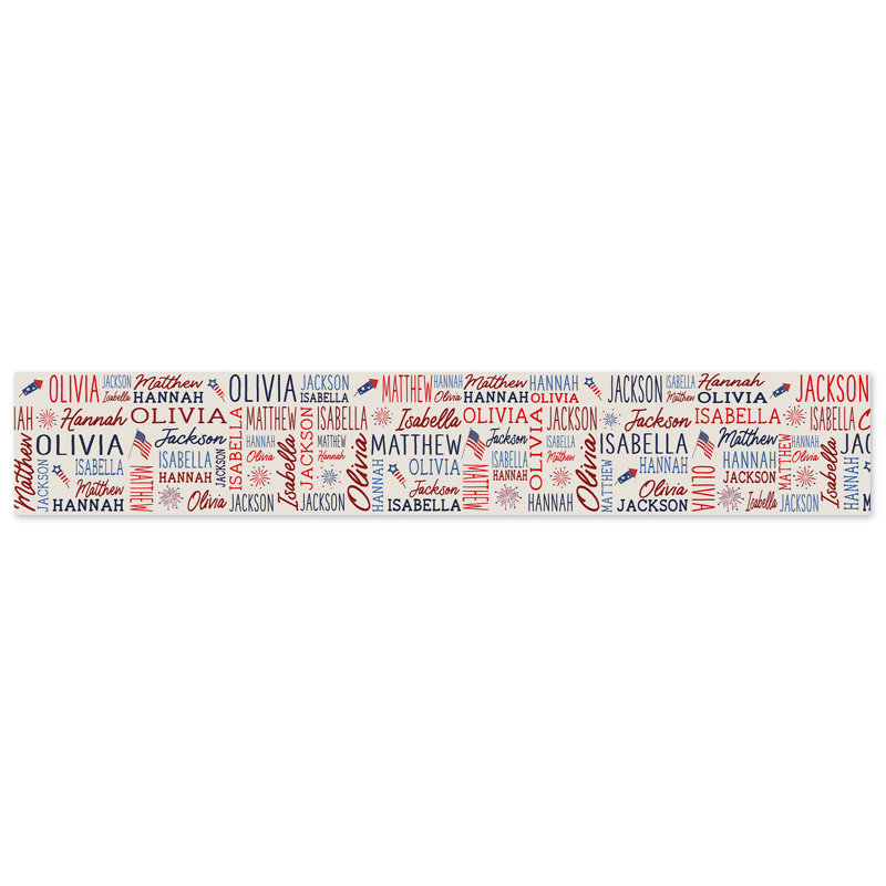 Patriotic Repeating Name Personalized Table Runner, 16" x 120", Yes