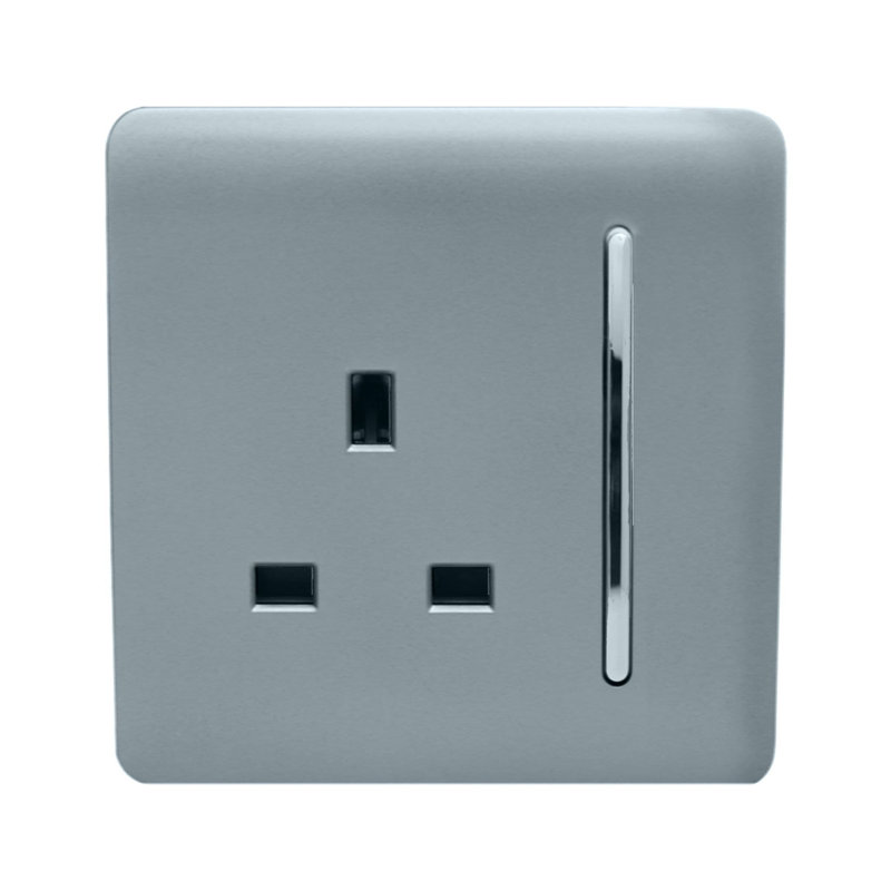 Trendi Switch 1 Gang 13 Amp Switched Plug Socket, Cool Grey