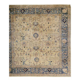 Hand Knotted Wool Area Rug in Cream And Light Blue