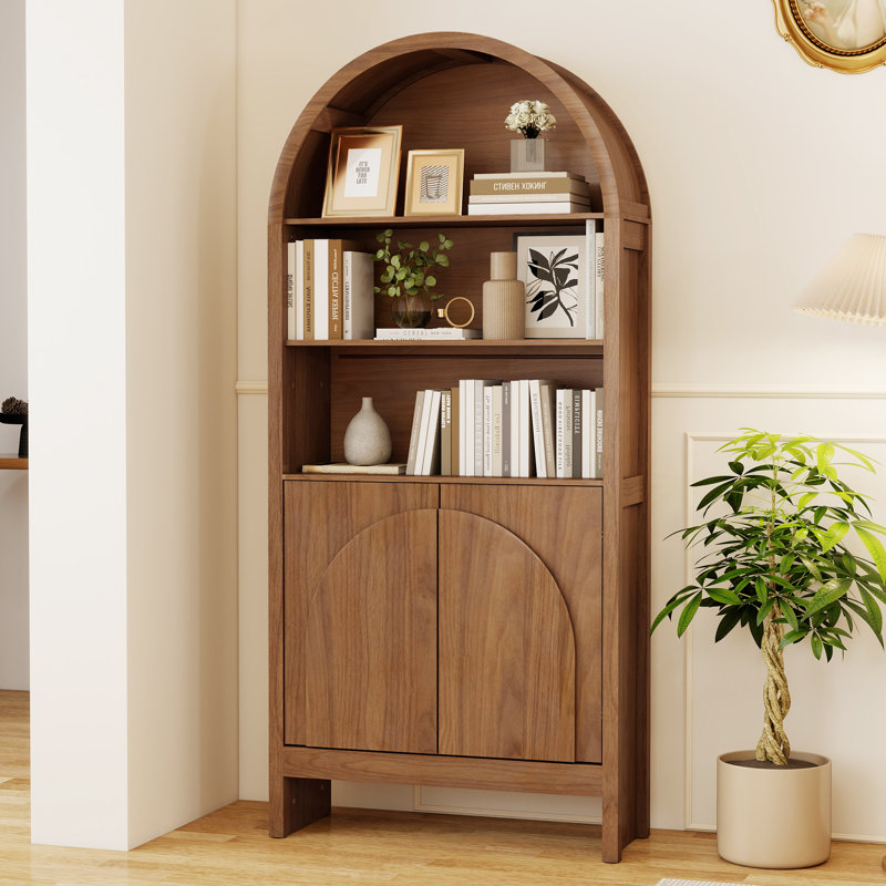 Bibliothèque de rangement arquée à 5 niveaux avec bibliothèque de rangement arquée 70,8 pouces