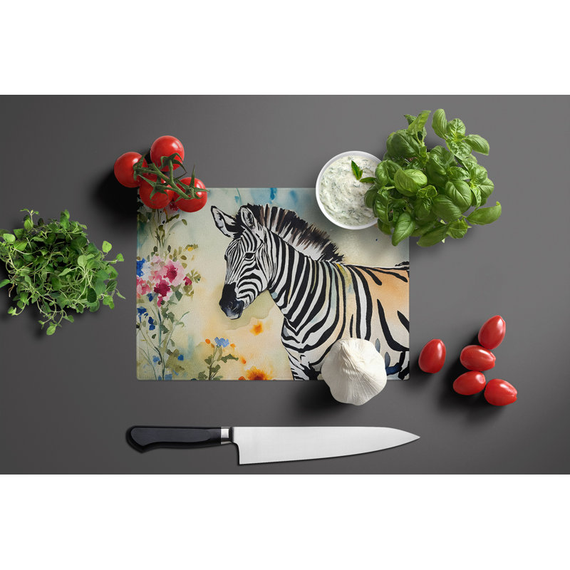 Zebra Glass Cutting Board Large