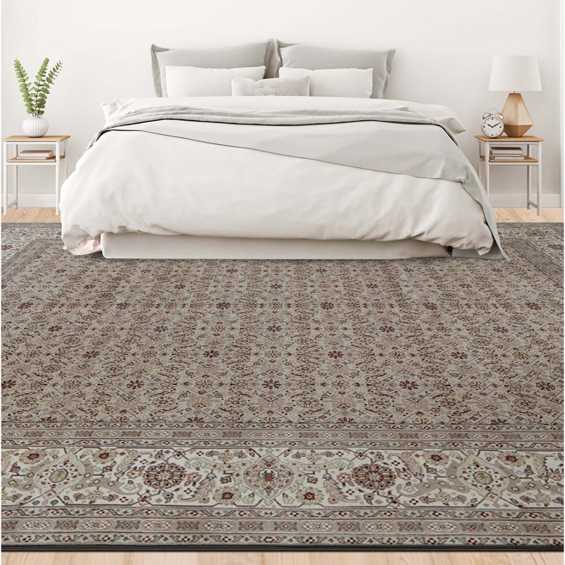 Tapis beige et ivoire noué à la main de haute qualité