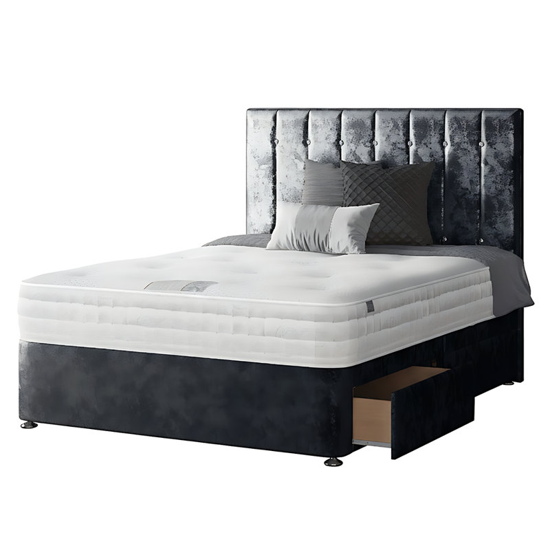 New Fairfield Upholstered Divan Bed, Cream, Super King (6'), 2 Foot-end Drawers