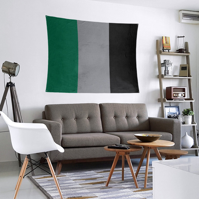 Colorado Polyester Tapestry, 68" H x 80" W, Victory Green/Silver/Black