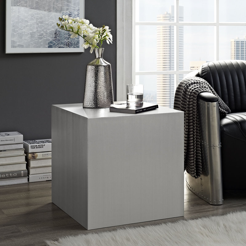 Table d'appoint en acier inoxydable moulé Modway