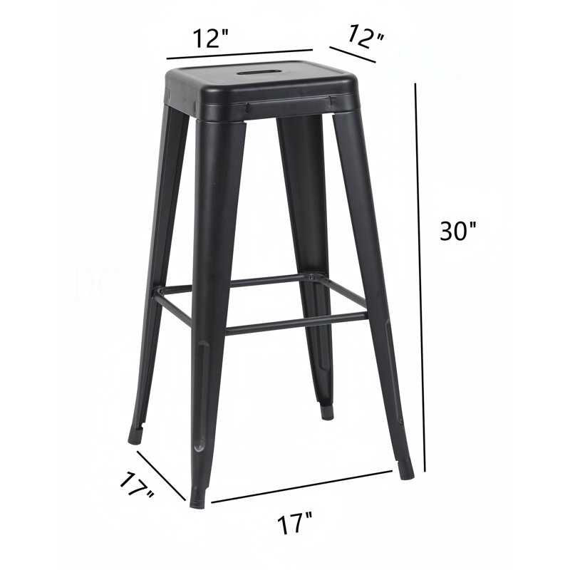 Tabouret à hauteur de comptoir de 30 pouces, ensemble de 2 tabourets de bar en métal sans dossier, non empilable, amovible et facile à assembler, conception peu encombrante pour îlot de cuisine / bar / café / salle à manger