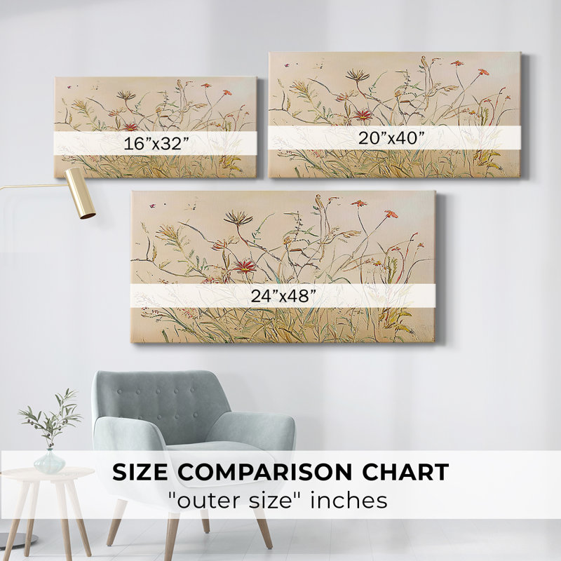 Botanical Series-CECII- Toile tendue avec châssis - Prêt à accrocher, H 16 po x l 32 po