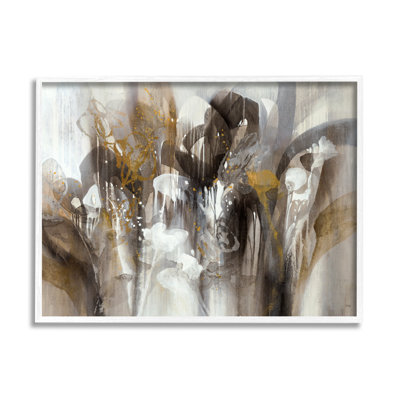 " Abstract Cascading Shapes Modern Brown White Black " by K. Nari