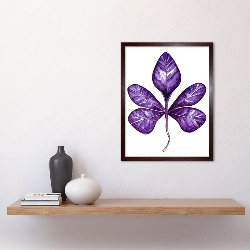 Money Tree Leaf Modern Simple Illustration - Print, Brown Framed Paper, 43cm H x 33cm W x 2cm D