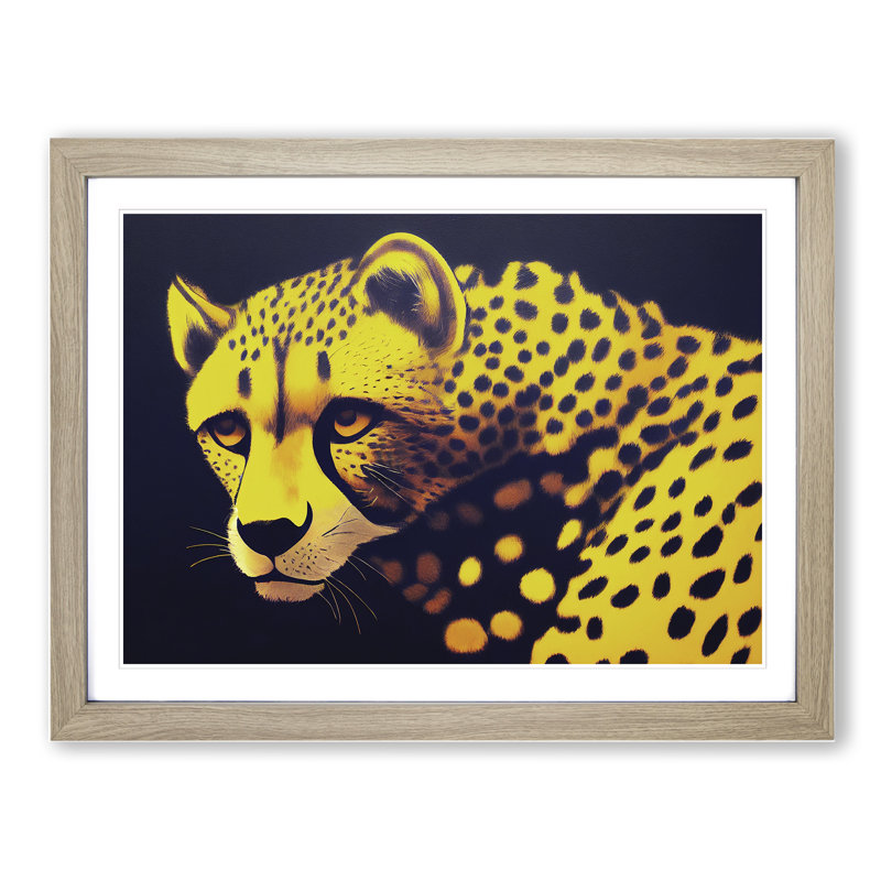 Striking Cheetah - Framed Print, 46cm H x 64cm W x 2cm D, Oak