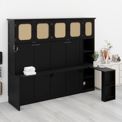 Lit escamotable avec bureau et armoires, lit escamotable peu encombrant pour bureau à domicile