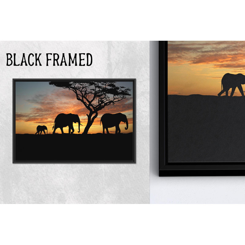 Art africain sur toile, éléphant d'Afrique, H: 31,6 po x l: 43,4 po