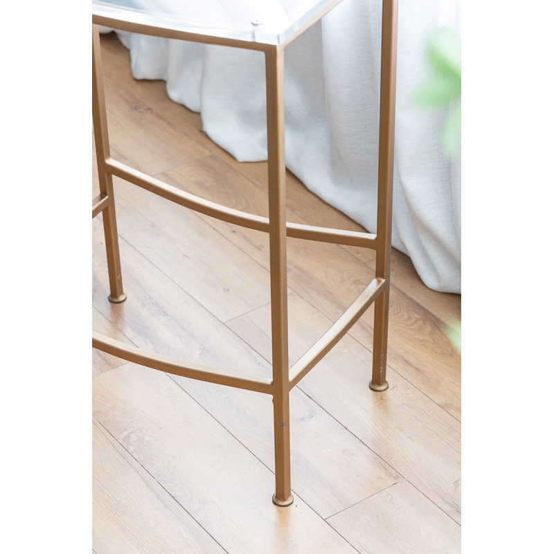 Syreeta Counter Stool with Metal Frame, Gold,  Counter Stool (25" Seat Height)