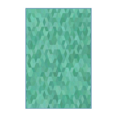 Tapis vert/blanc à motifs