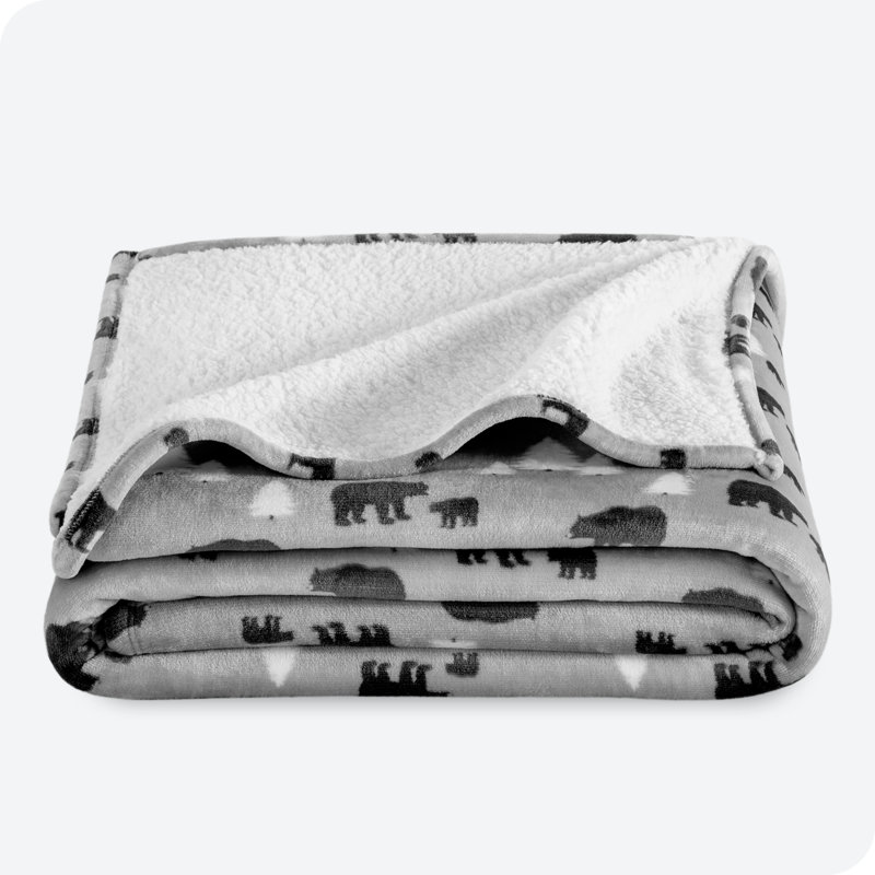 Couverture en sherpa imprimé Bare Home - chaude et légère - couverture moelleuse - réversible, Simple / simple TG, Kodiak