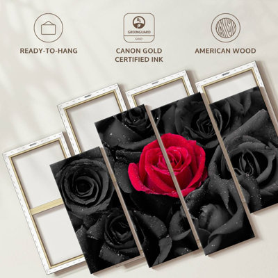 Ensemble de 4 pièces de roses rouges gothiques sur toile