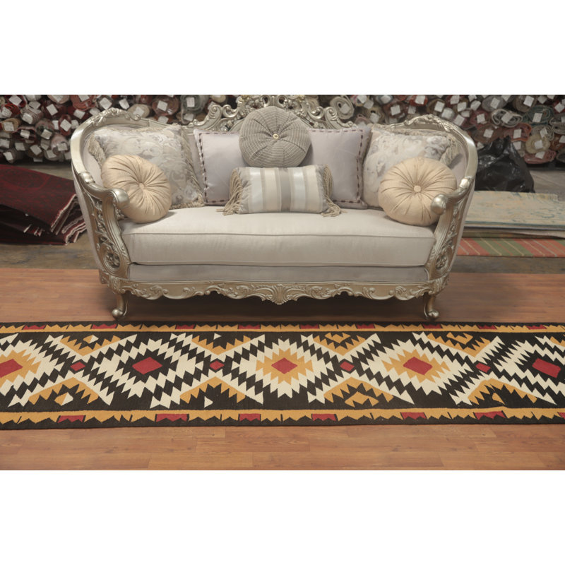 Geometric Wool Oriental Kilim  Runner Rug 3x13