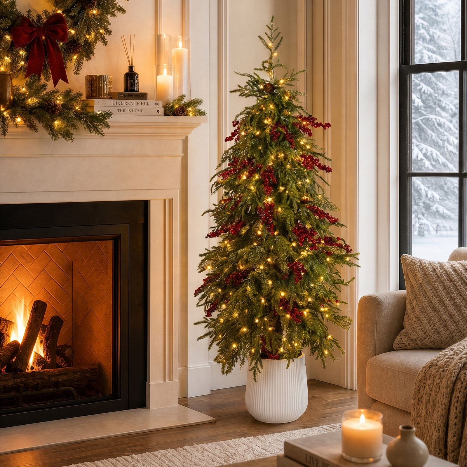 White Frosted 4.5' Pre-Lit Pine Christmas Tree