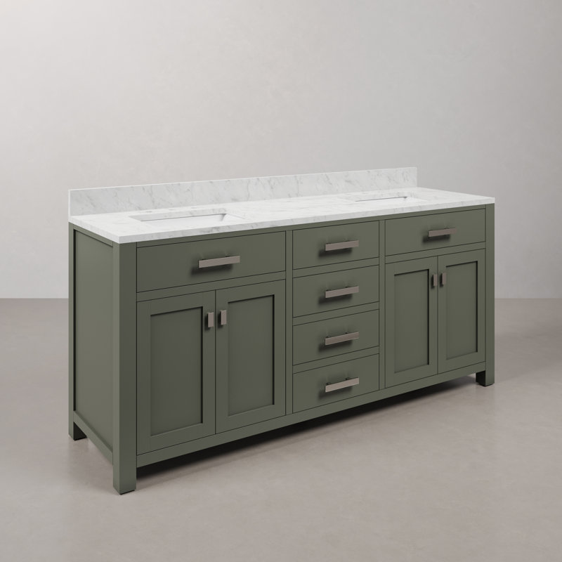 Ensemble de meuble-lavabo double 72 po Minnetrista, Vert glacial, Chrome