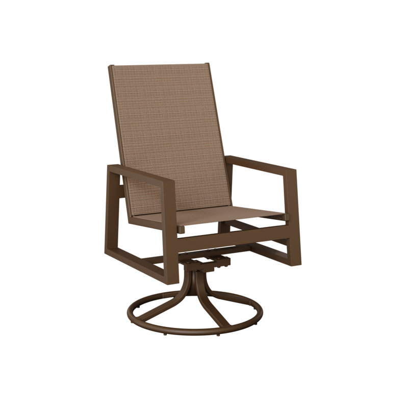 Chaise berçante berçante à haut dossier berçant Vida Berlin Gardens, Tweed taupe, Veine d'aluminium et de bois mesquite