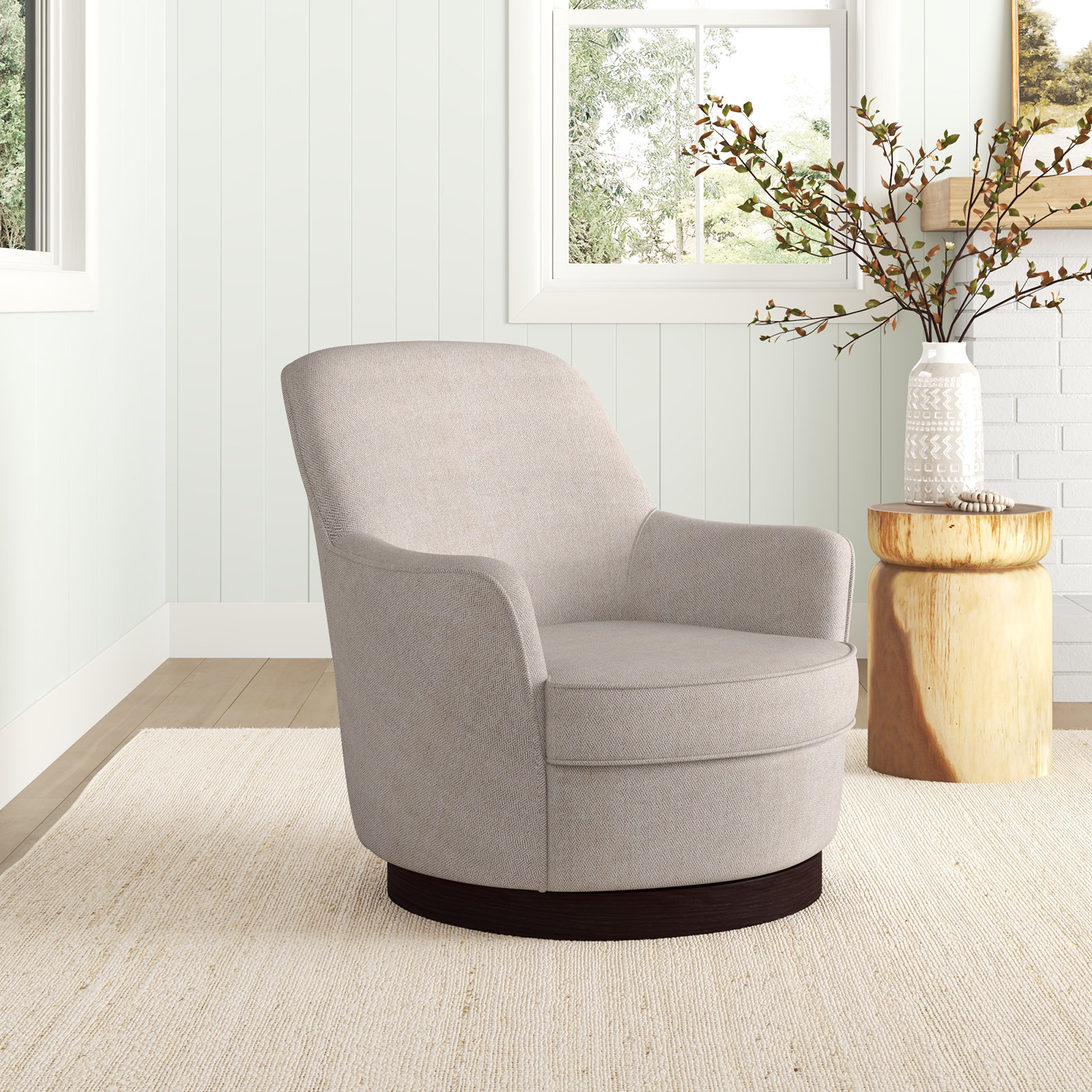 Larkin upholstered 2024 swivel armchair