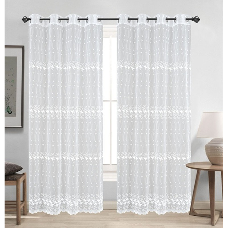 (52 po x 95 po) Anneau diaphane brodé blanc, 52 po x 95 po