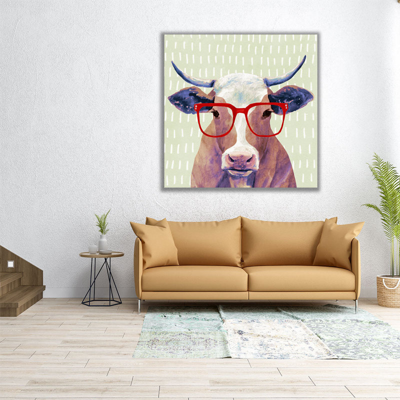 «Bespectacled Bovine I», reproduction d'art sur toile, H 24 po x l 24 po