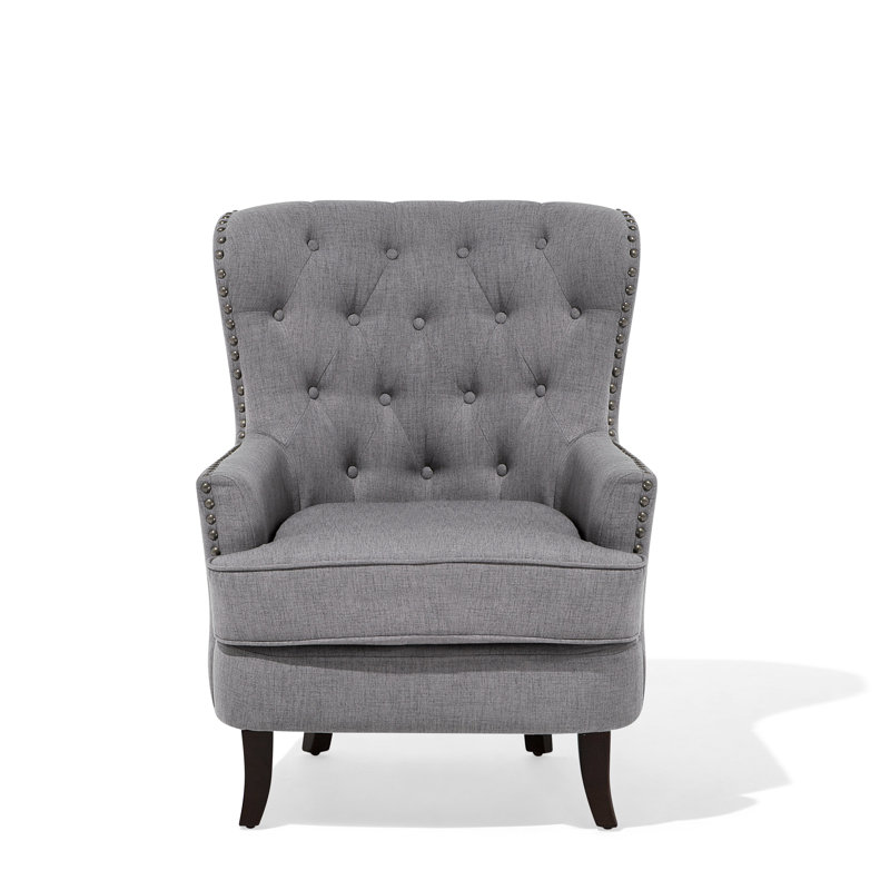 Crumpton Upholstered Wingback Chair, Grey