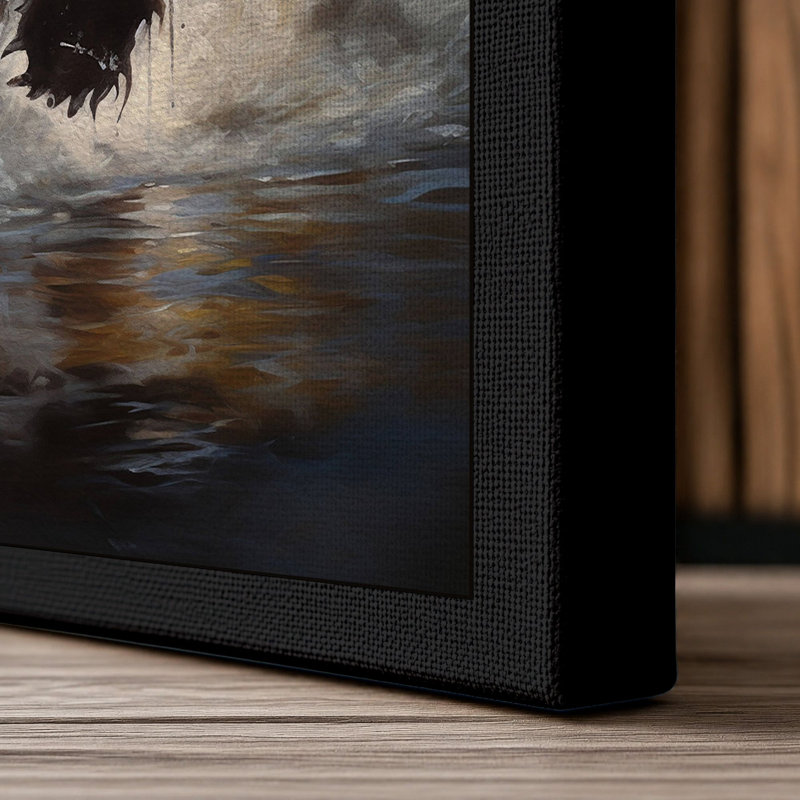 Bear In Water Boho - Print, 24x16 - 61.0 x 40.6 cm, Black Border