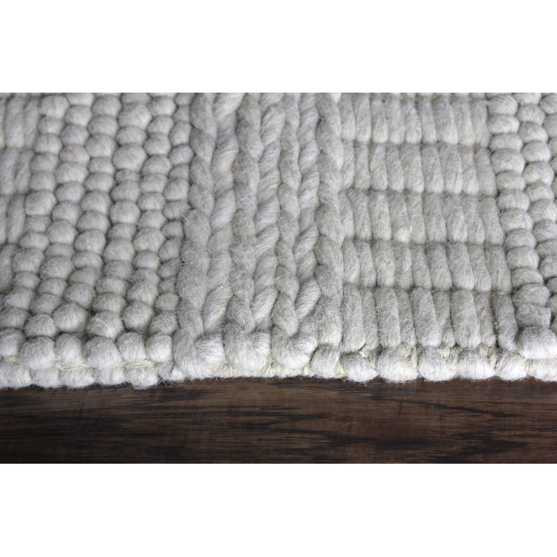 Tapis décoratif gris en laine nouée à la main Patridge, Rectangle 5 pi x 8 pi