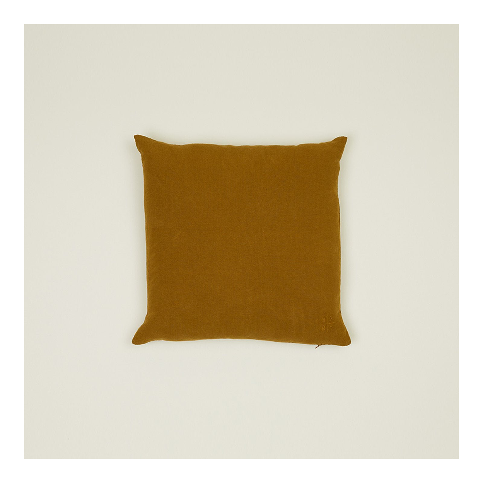 Simple Embroidered Linen Throw Pillow, Bronze, Square 18"