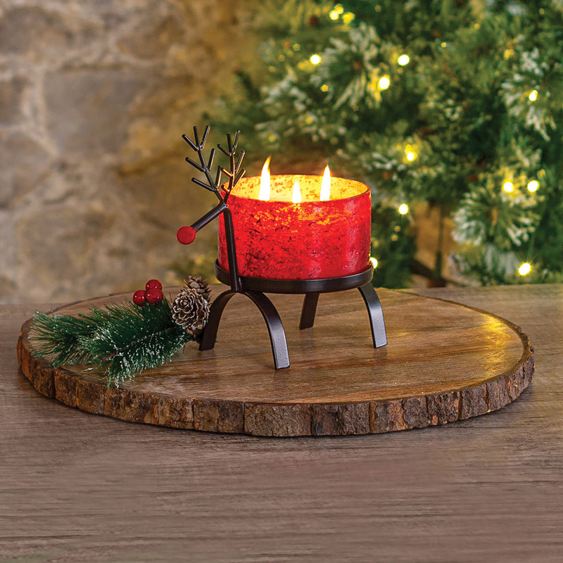 Bougie 3 mèches Blitzen, H 3,5 po x l 5,5 po x P 8,5 po, Rouge