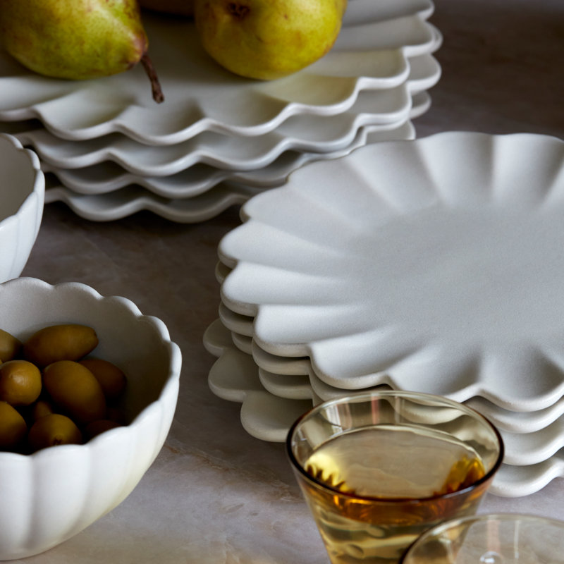 Dhalia Stoneware Pasta Bowl, White
