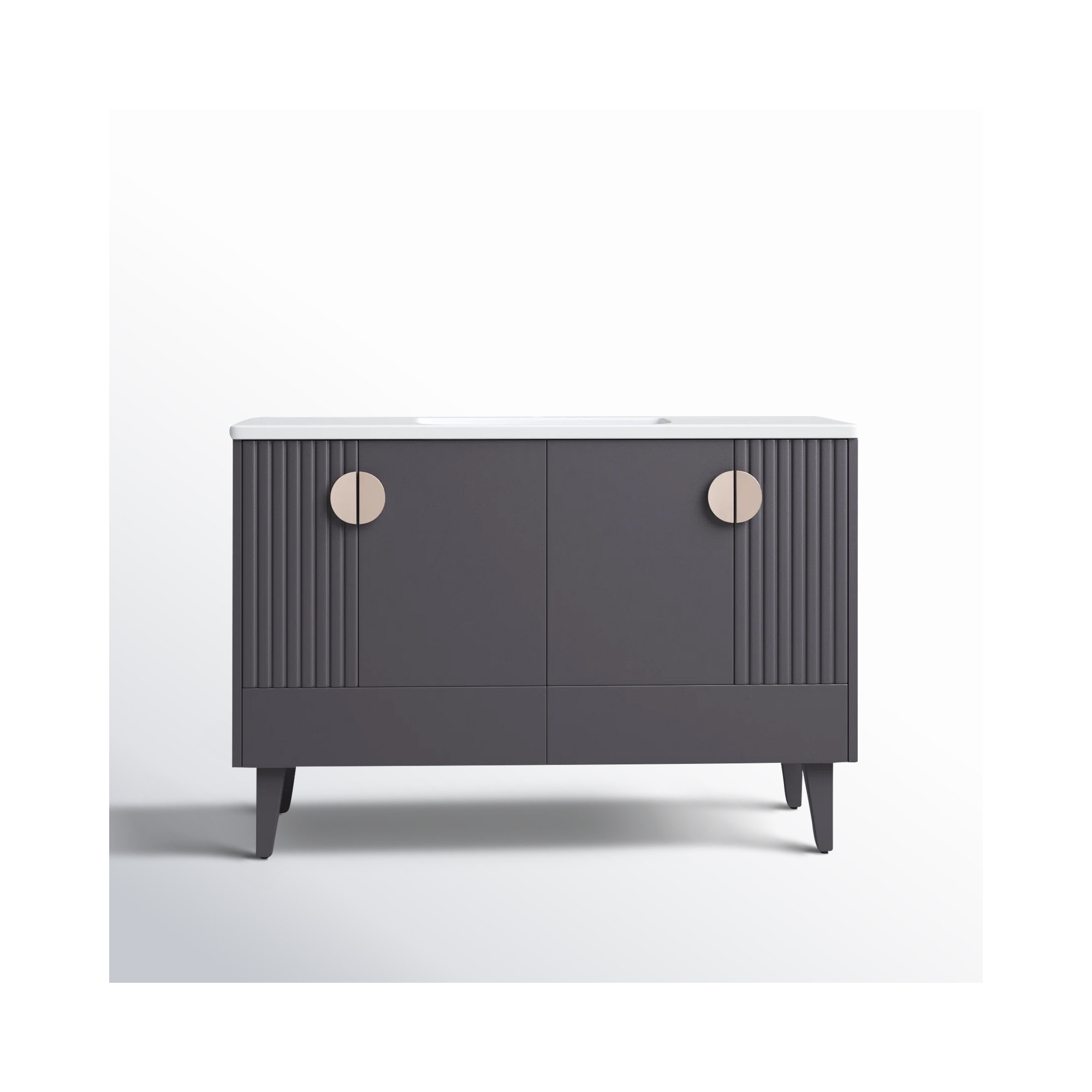 Saimah 48'' Single Bathroom Vanity, Satin Nickel, Rock Gray