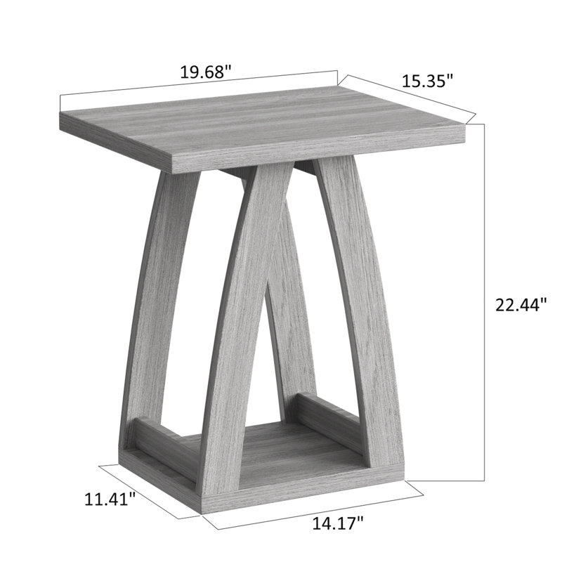 Set Of 2 End Table With Storage, Gray