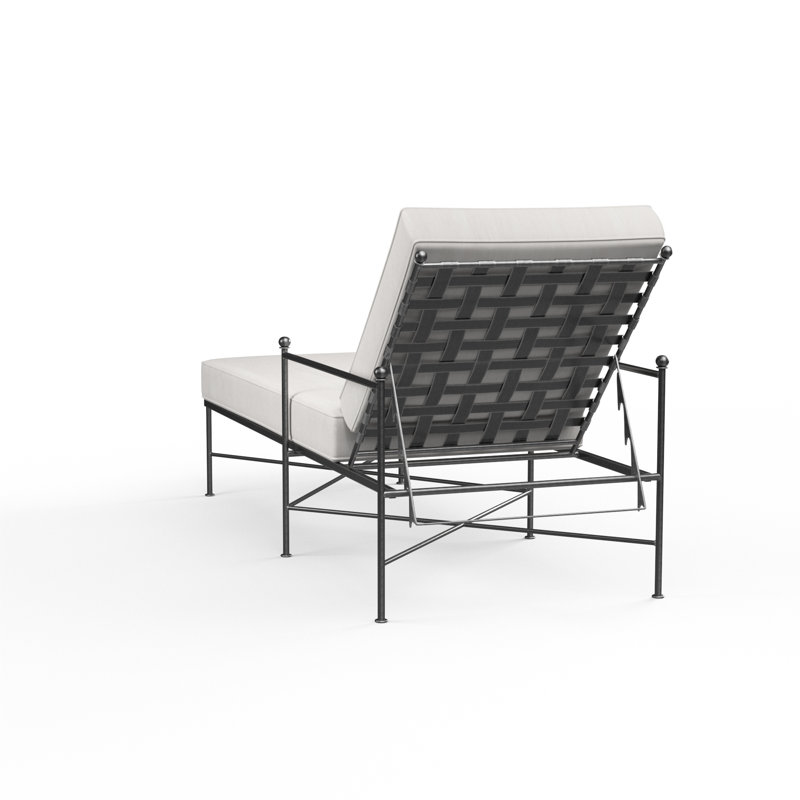 Lucier 80'' Long Reclining Single Chaise Sunbwith Cushions, Canvas Flax Sunbrella® Canvas
