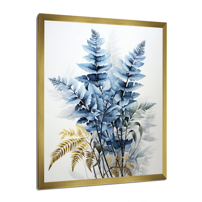 Ferns Sapphire Illumination I, reproduction d'art sur toile, H 44 po x l 34 po x P 1,5 po, Or