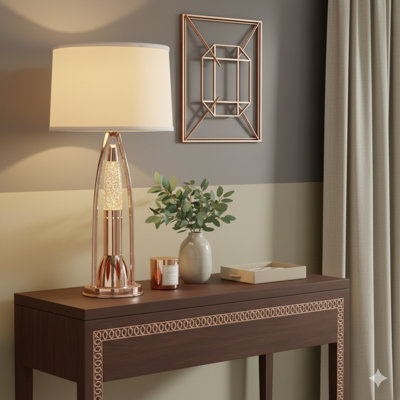 Beautiful Water Dancing Table Lamp 1Pc Modern Design Home Decor Finition en cuivre Luxueux Sparkling décoratif Lampe de nuit Lampe de chambre à coucher Salon