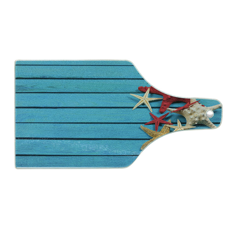 Ambesonne Starfish Tempered Glass Cutting Board Different Shells Multicolor
