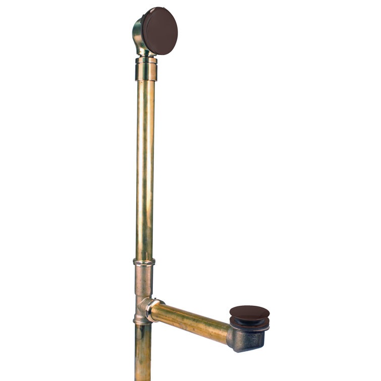 25" Tip-Toe Bathtub Leg Drain Assembly with No-Hole Overflow on Adjustable Ball Joint