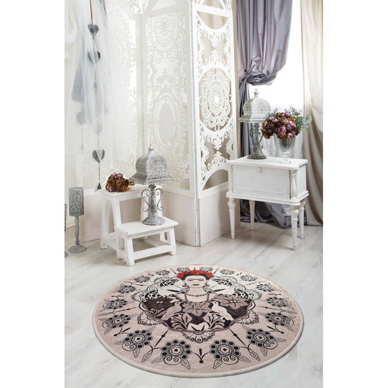 Tapis rond luxueux, 55,1 pouces de diamètre, 100% polyester, hauteur des poils de 0,4 pouce | Antibactérien, antidérapant sous la surface, lavable en machine à 86 ° F | Parfait pour le salon, la chambre à coucher et les aires de jeux pour enfants