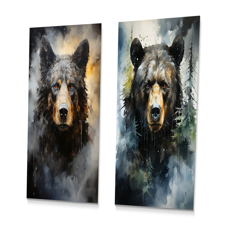 Ours noir sur une ombre dramatique, H 28 po x l 24 po