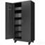 Armoire de garage 71 ", métal, roulant, 4 tablettes, panneau perforé pour outils - noir