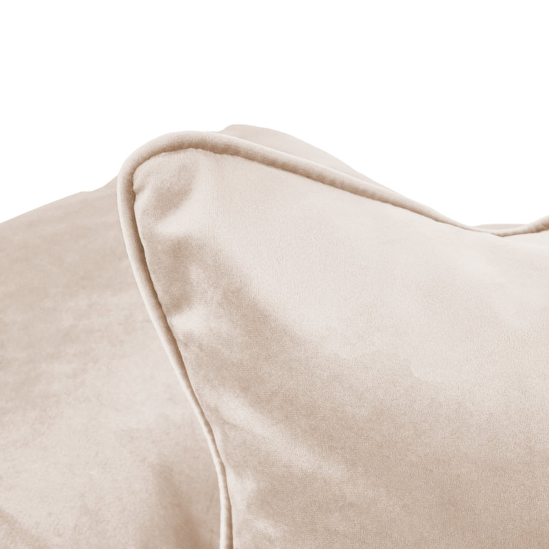 Rectangle Lumbar Microfiber Pillow with Piping, 2-pack, Beige, Rectangular 16"H x 24"W