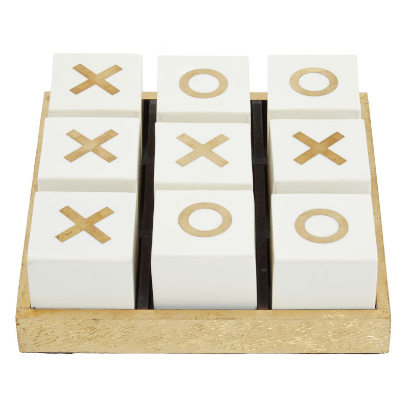 Colvin Canora Grey 2 Player Buffalo Bone Tic Tac Toe, White
