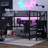 Queen Size Metal Loft Bed With And Led For Convenient Comfortable Bedroom Black Size, Wardrobe, Adjustable Shelf Storage Expansion-2011901778