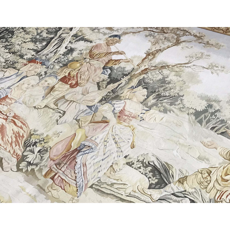 Tapis doré et beige noué à la main de haute qualité