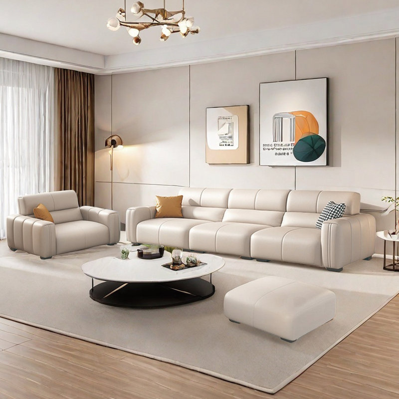 Minimalist modern in-line sofa set