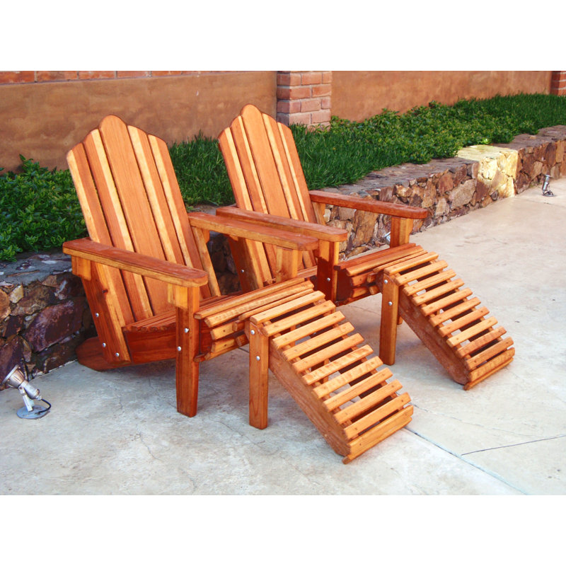Benkley Redwood Adirondack Chair with Ottoman, Clear